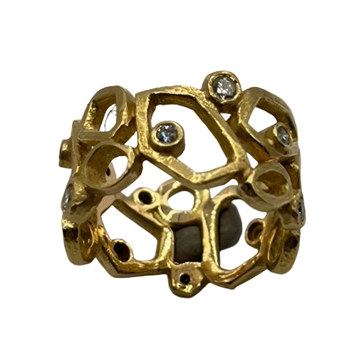 18k Yellow Gold Ring with Diamonds