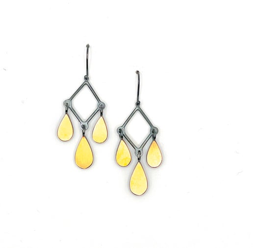 Oxidized Sterling Silver and Gold Teardrop Chandelier Earrings, EB0123/E25, ELISA BONGFELDT