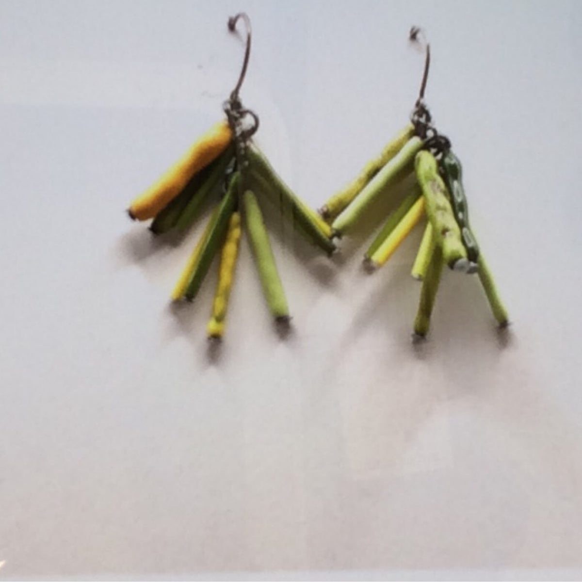 Earrings - Sterling Silver, Copper with yellow and green Enamel, KYK0371/20230568, Kyung Hee Kim