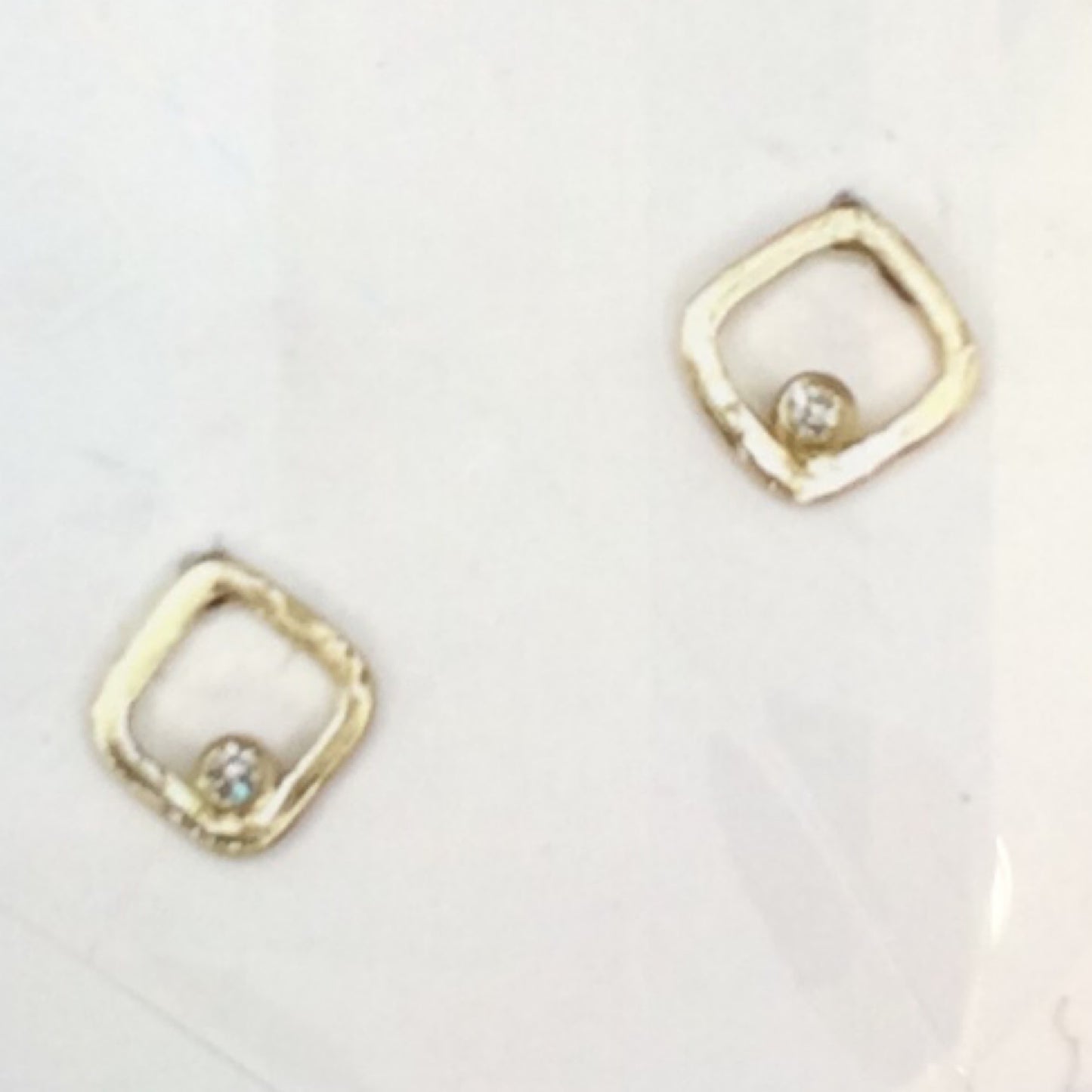 Earrings - 18k Yellow Gold Square with Diamonds .07ct on Posts, HAL0070, Hal Groeneboer