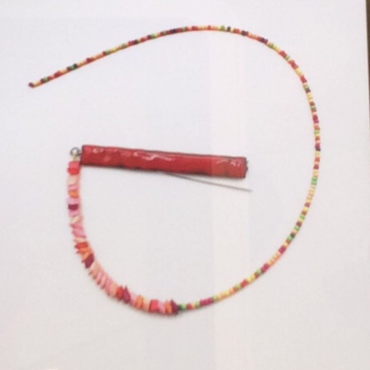 Pin - Copper, red pinks yellow Enamel with Beads, KYK0339/20230536, Kyung Hee Kim