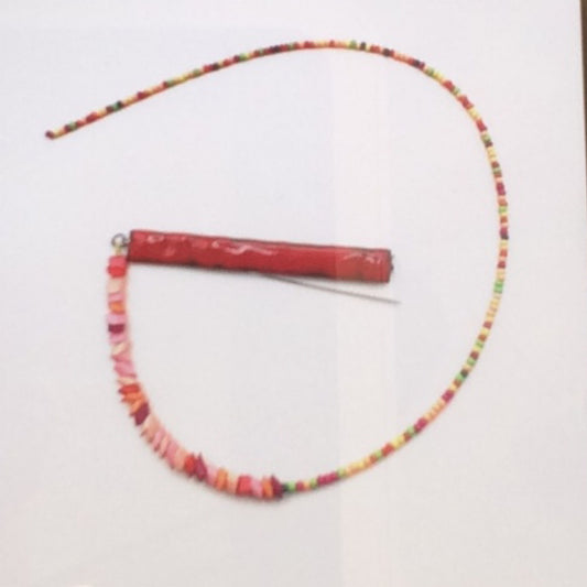 Pin - Copper, red pinks yellow Enamel with Beads, KYK0339/20230536, Kyung Hee Kim