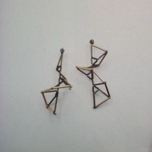 Earrings - 'DNA Spiral' oxidized silver and 14k gold filled, EP0013, Emilie Pritchard