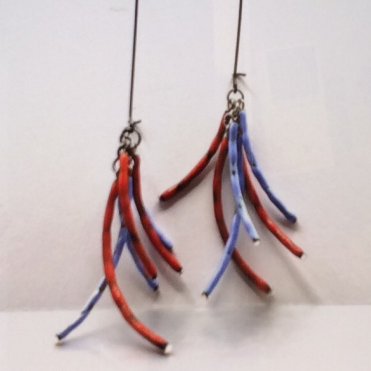 Earrings - Sterling Silver, Copper with blue and red Enamel, KYK0368/20230565, Kyung Hee Kim