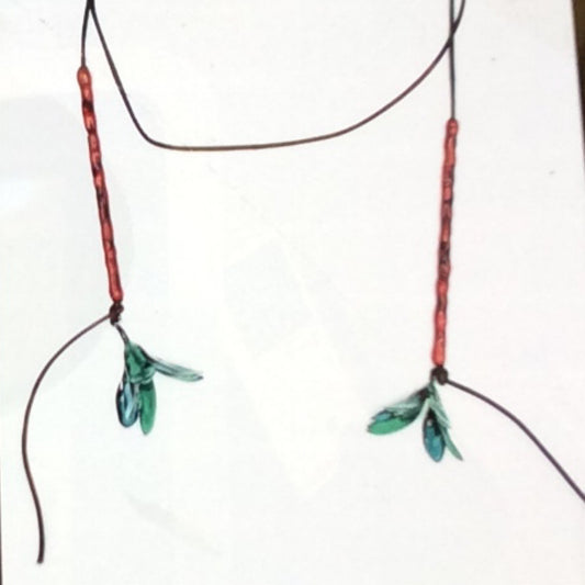 Necklace - Oxidized Sterling Silver, Copper, Enamel and Leather, KYK0309/20230506, Kyung Hee Kim
