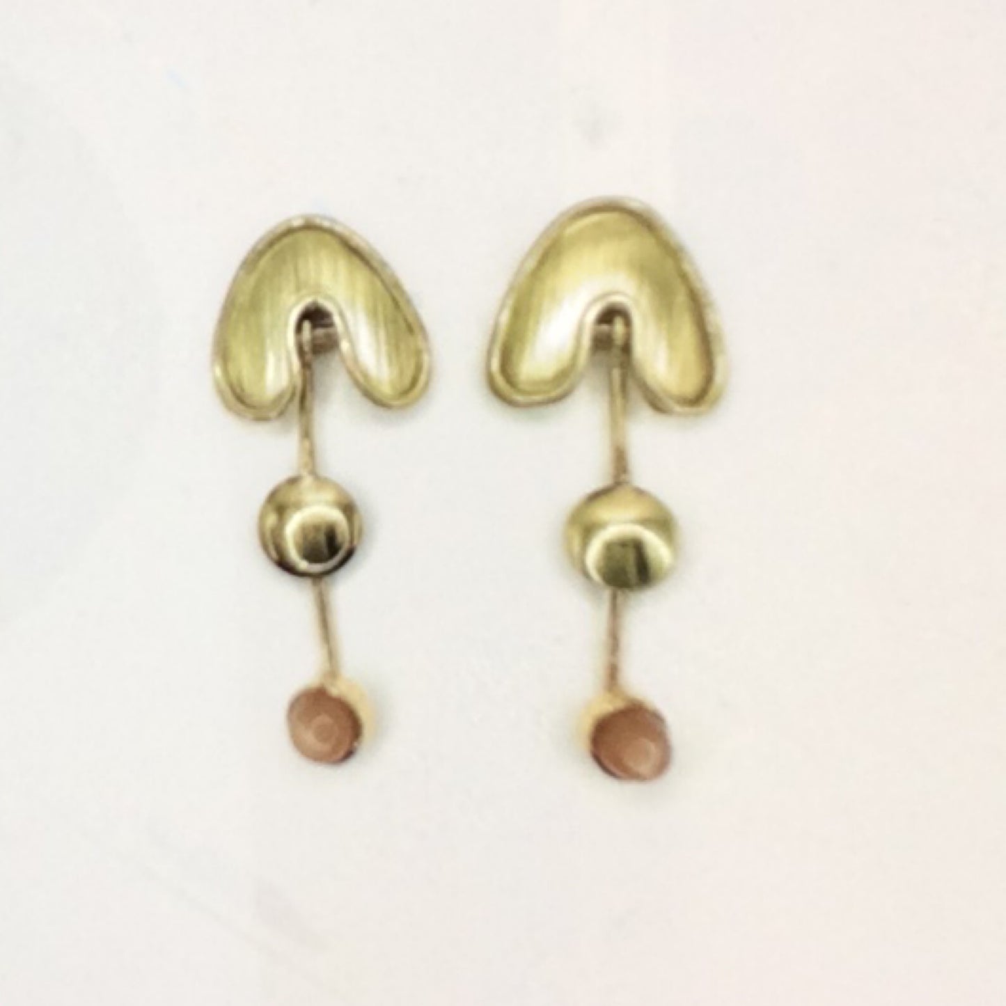 Brass and Moonstone Earrings, MT0019/16, MONA TRUNKFIELD