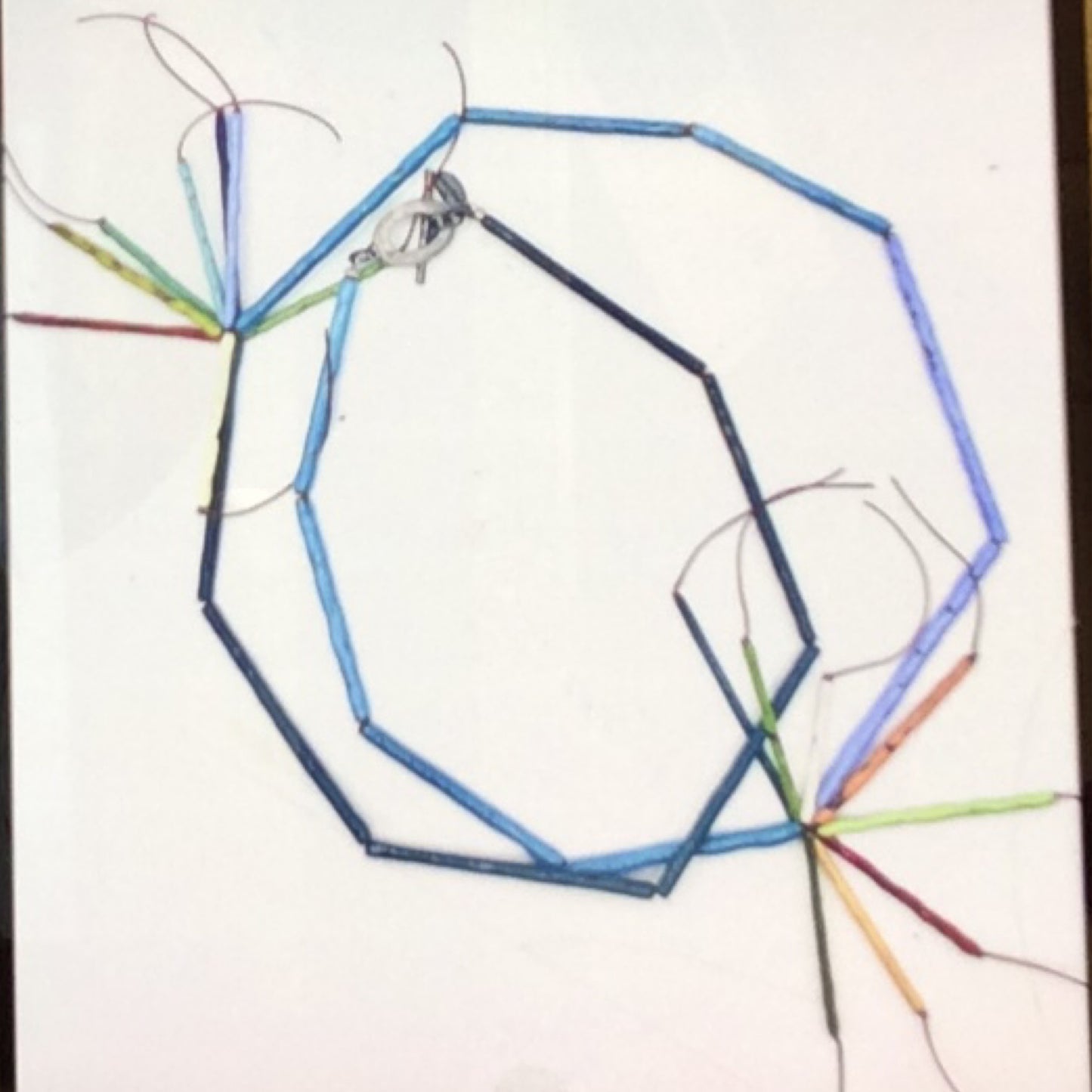 Necklace - Oxidized Sterling Silver, Copper, Enamel and Leather, KYK0305/20230502, Kyung Hee Kim