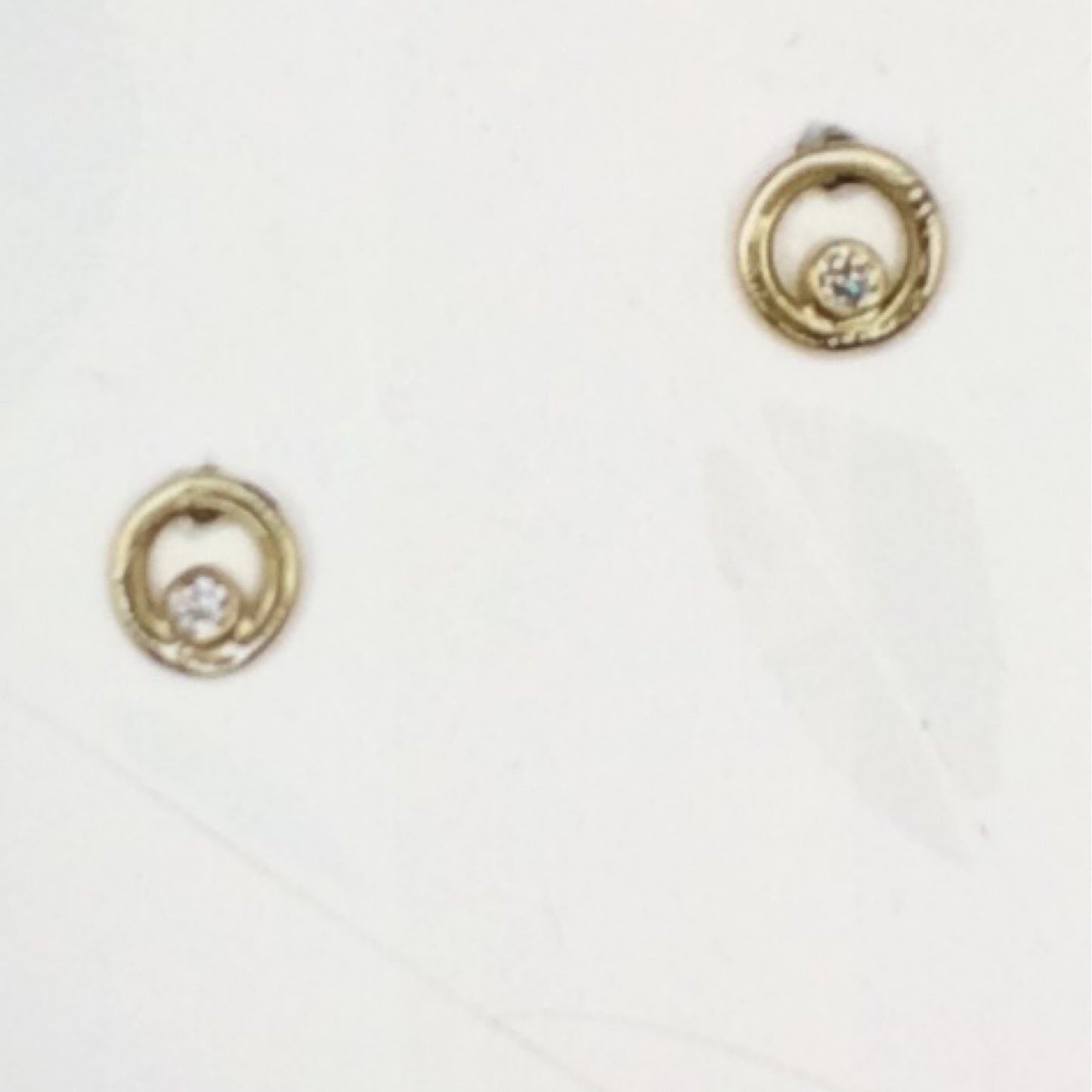 Earrings - 18k Yellow Gold with Diamonds .7ct Small Circles on Posts, HAL0068, Hal Groeneboer
