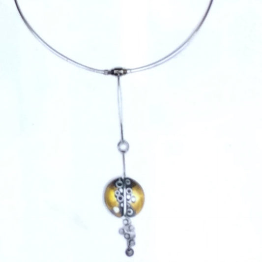 Necklace - Sterling Silver and Brass Pendant, MT0003/3, MONA TRUNKFIELD