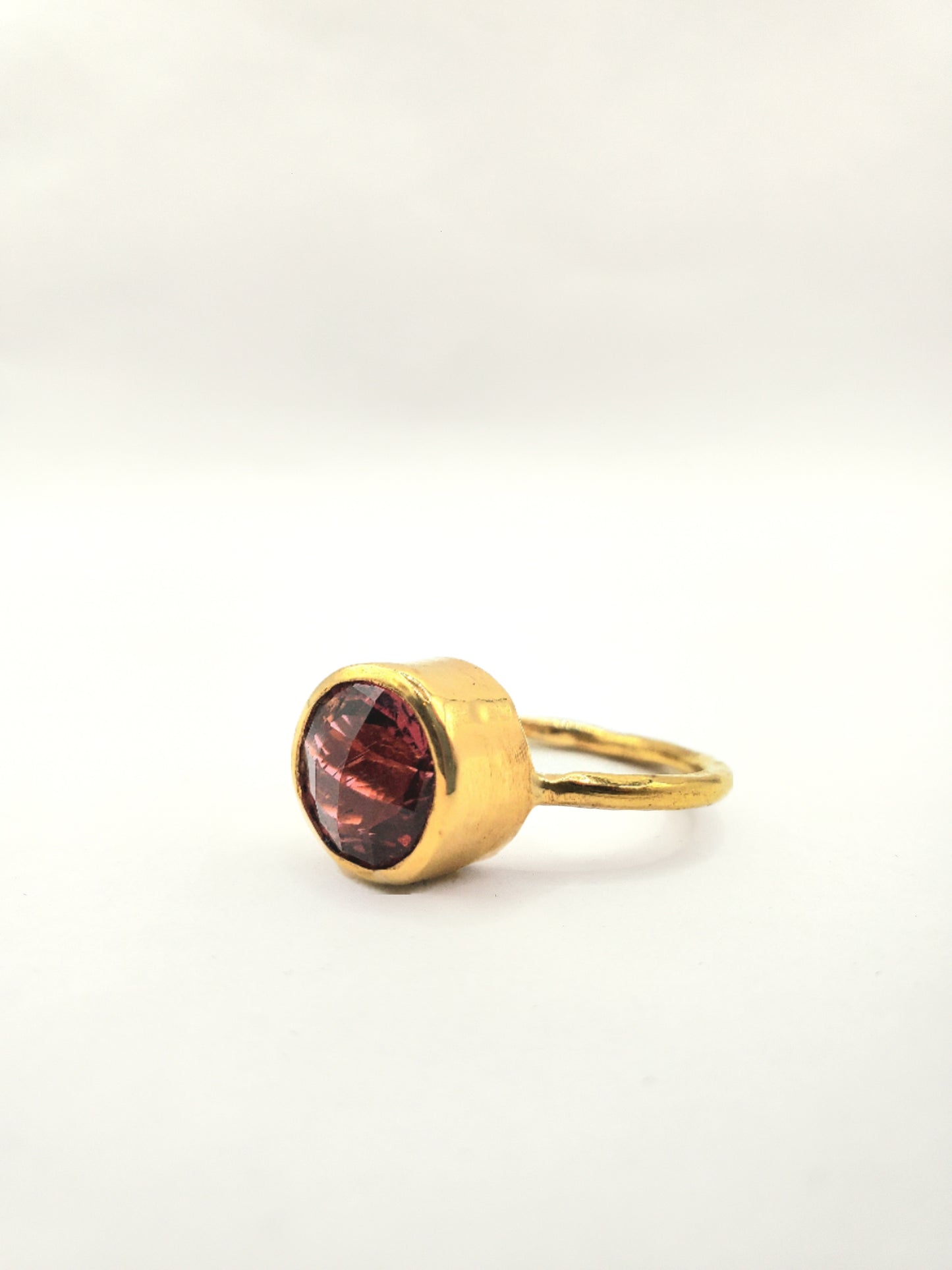 Red Tourmaline Ring in 22k Gold