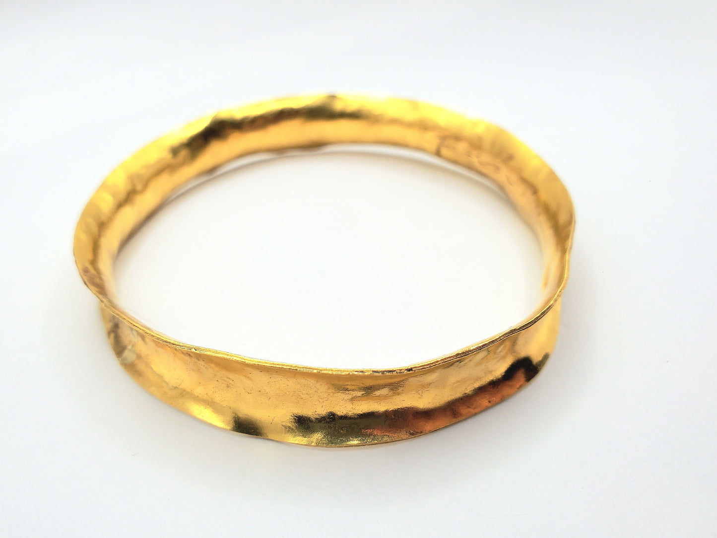 Wide Textured Bangle in 22k Gold