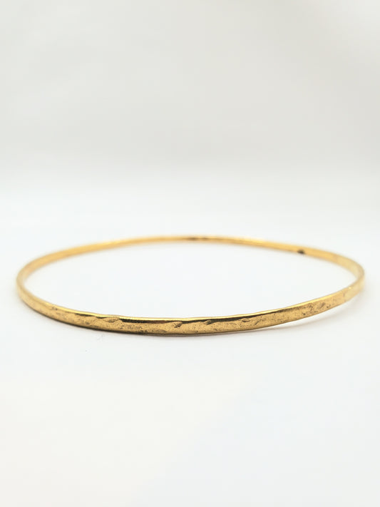 Thin Hammered Bangle in 22k Gold