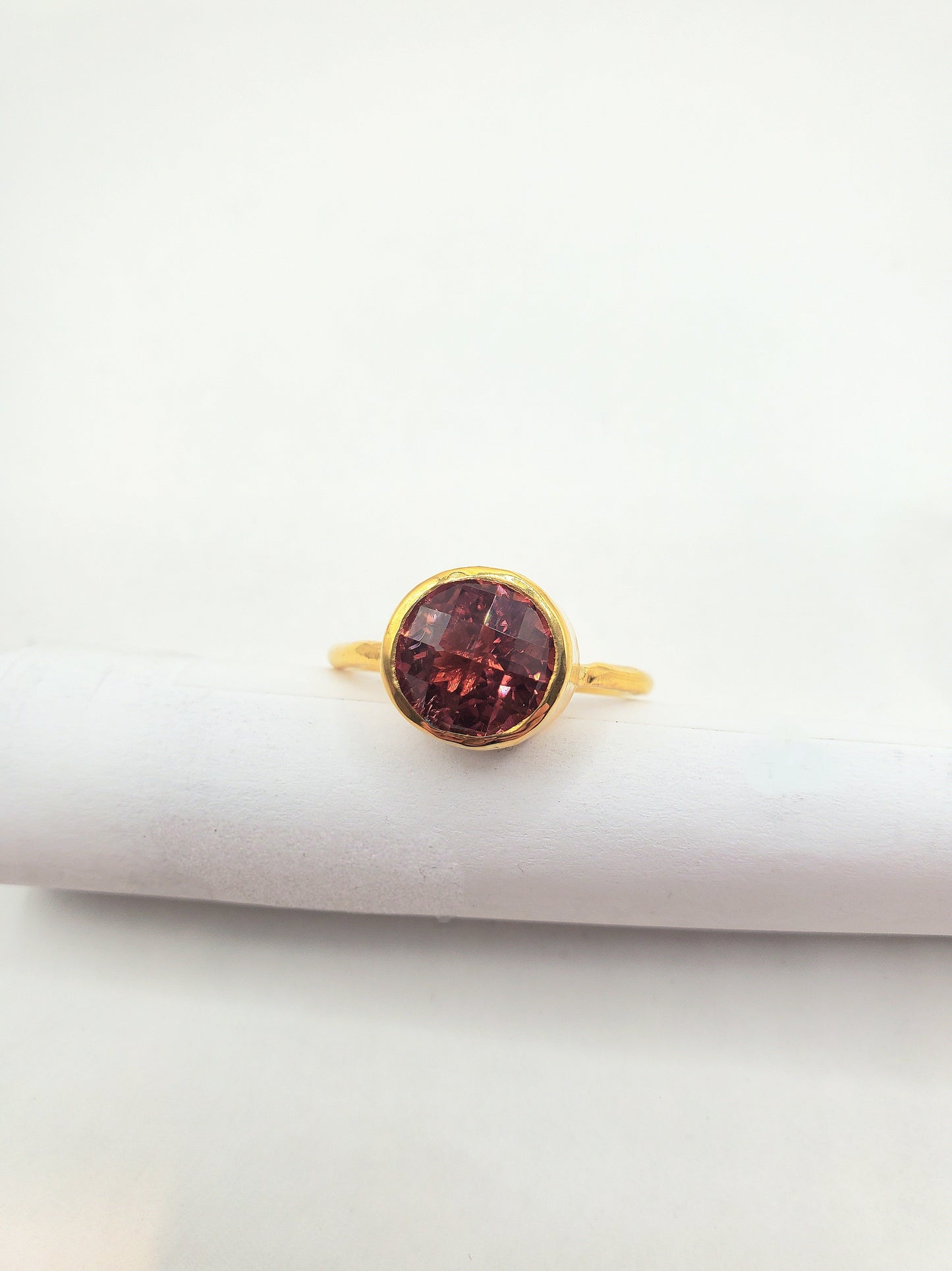 Red Tourmaline Ring in 22k Gold