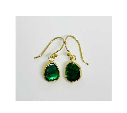 Emerald Slice 5.40 cts Sterling Silver Earrings