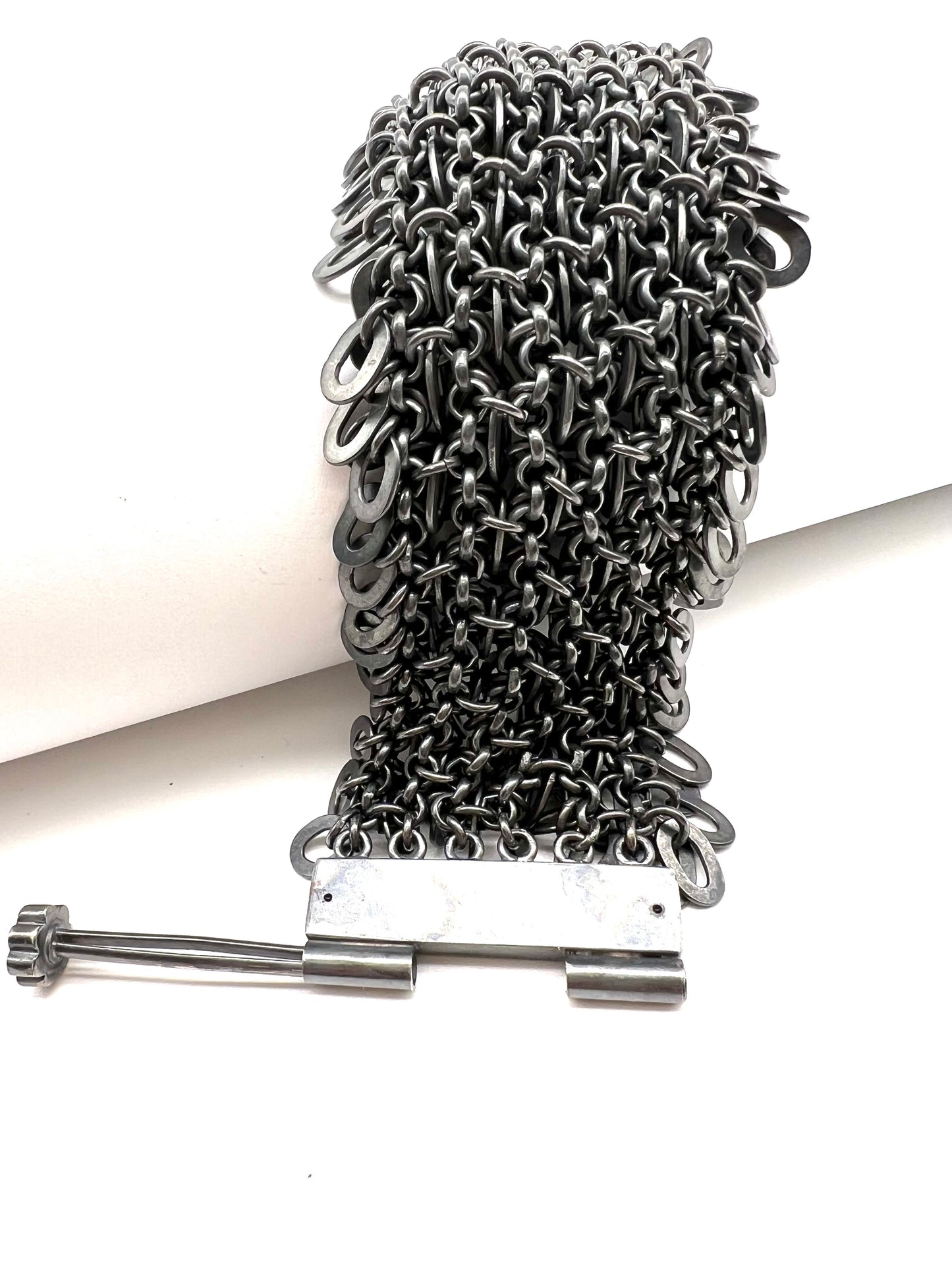 Fringe Oxidized Sterling Silver Oval Chainlink Bracelet