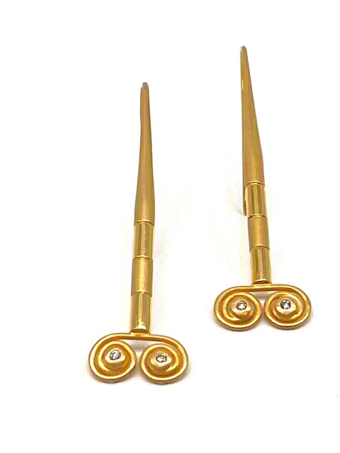 Gold Earrings with Diamonds 18k gold