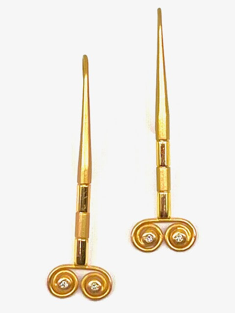 Gold Earrings with Diamonds 18k gold