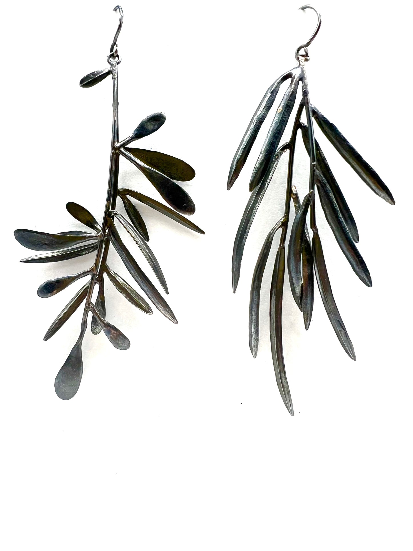 Oxidized Sterling Silver Leaf Earrings